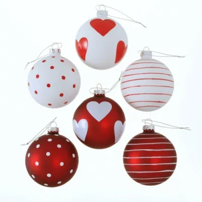 Produktbild von Weihnachtskugel Lola 8 cm rot weiß 3er Set