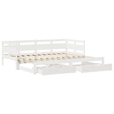 Zdjęcie produktu dla Sofa rozsuwana z szufladami, bez materaca, białe, 90x200 cm