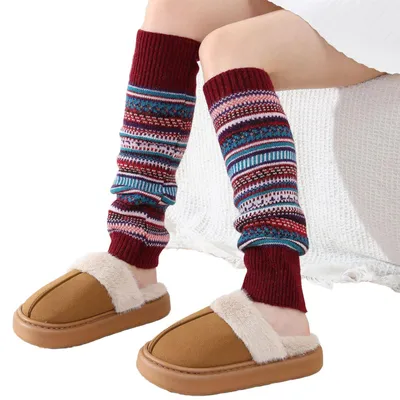 Produktbild von 1 Paar Beinwärmer Legwarmers Damen Lange Winter Beinstulpen, Rot