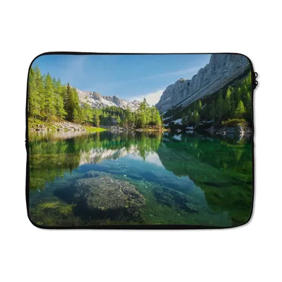 Produktbild von MuchoWow® Laptop Hülle 17 Zoll Laptoptasche Wasser - Berge - Felsen - Zipper - Schutzabdeckung