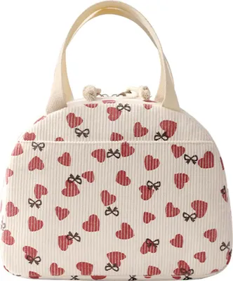 Produktbild von 6.5L Isolierte Lunchtasche mit Folienfutter, Kühltasche Klein  Faltbar für Picknick, Schule, Büroarbeit, Reisen (Liebesherz)