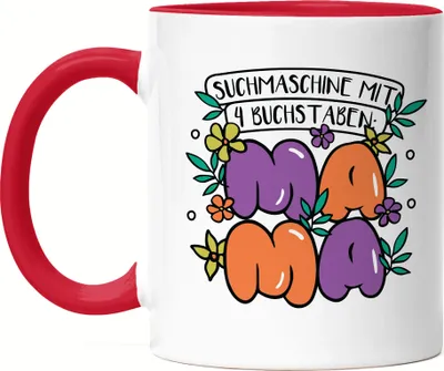 Produktbild von Suchmaschine Mit 4 Buchstaben MAMA Tasse Rot  Muttertag Geschenkidee Beste Mama Der Welt