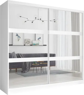 Immagine prodotto di Armadio 230 cm 2 porte scorrevoli con specchio - bianco - Collezione NOFI