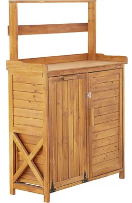 Produktbild von Gartenabfalleimer mit Holzaufbewahrung "Lou" - 103 x 42 x 152 cm - Braun