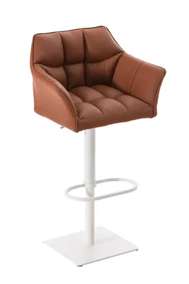 Produktbild von CLP Barhocker Damaso Kunstlederbezug drehbar stufenlos höhenverstellbar bis 240 kg hellbraun Gestell Farbe weiß