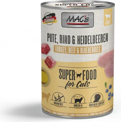 Produktbild von MAC's CAT PUTE & HEIDELBEEREN, Adult, jede Rasse, Truthahn, 400 g, Getreidefrei