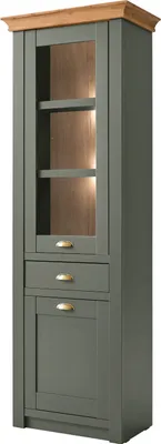 Produktbild von Vitrine "Norwich" grün Wotan Eiche Landhaus Vitrinenschrank 68 x 207