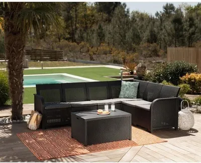 Produktbild von Gartenmöbel Set, Allibert SanRemo, Lounge Set mit Stauraum, 6-Sitzer, Graphitgrau