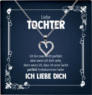 Produktbild von 22Feels Liebe Tochter Geschenk Herz Halskette mit Karte Mädchen Frauen Geburtstag Weihnachten Firmung Konfirmation etc. (Damen Mädchen Silber 925/000 Schmuck)