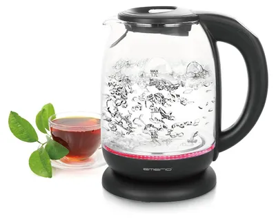 Produktbild von Glas Teekocher Wasserkocher mit Note 1.3 - Automatisches Teesieb, Absenkautomatik, BPA-frei, 1.7L, Temperaturwahl, 2200W, Schwarz/Silber