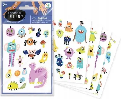 Produktbild von Set Temporäre Tattoos "Monster" Für Die Jüngsten, Bunte 4 Blätter
