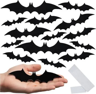 Immagine prodotto di Adesivi 3D a forma di pipistrello per Halloween, 56 pezzi con adesivo