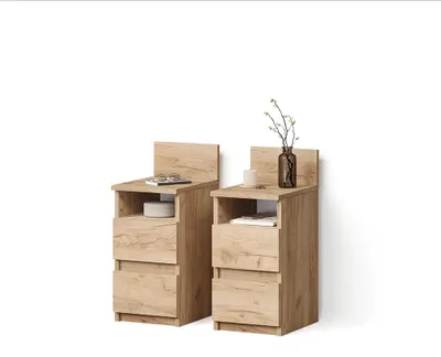 Image de Table de chevet Livinity Roya Chêne de force doré Lot de 2, Model 62507
