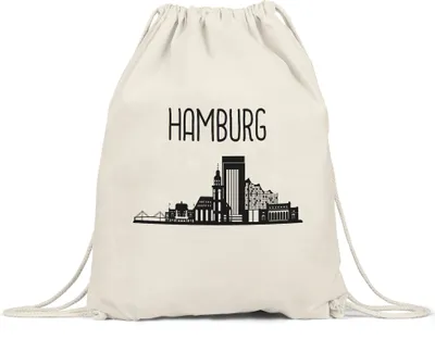 Produktbild von HAMBURG Skyline Turnbeutel Gymsack Souvenir Andenken Deutsche Großstädte Motiv Stadt Silhouette Geschenkidee Umzug