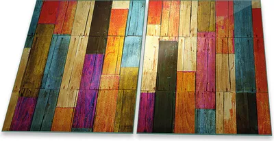 Produktbild von Herdabdeckplatten Glaskeramik Spritzschutz Glas Universal 2-Teilig 2x40x52 Holz Bunt