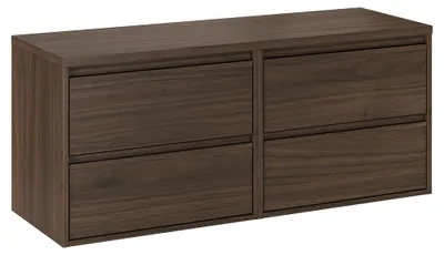 Produktbild von Badezimmer Waschtischschrank mit 120 cm Breite in Walnuss, 4 Schubladen - VERZUOLO-56-WALNUT