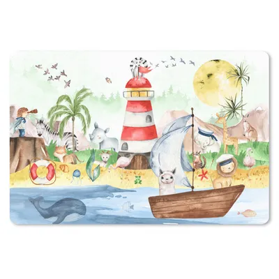 Produktbild von MuchoWow® Mauspad Mousepad Strand - Tiere - Kinder - Leuchtturm - Jungen 27x18 cm - Mousepads - Maus Mat - Pad - Mausunterlage - Büroartikel - Desk Matten