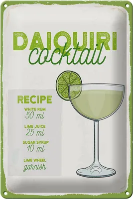 Produktbild von Blechschild Rezept Daiquiri Cocktail Recipe 20x30cm