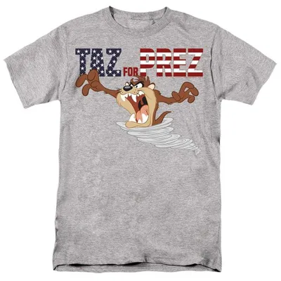 Image de T-shirt Looney Tunes - "Taz For Prez" - Unie, pour hommes et femmes, modèle TV37708 (Taille M) (Couleur : gris chiné sportif)