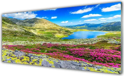 Produktbild von Glasbilder 125x50 Wandbild Druck auf Glas Gebirge Bucht Wiese Natur