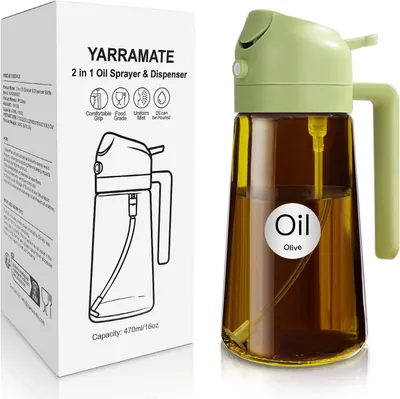 Produktbild von Olivenölspender 470 ml, 2-in-1, amber Glas, lebensmittelechter Öl-Sprüher, für Küche