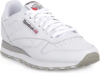 Produktbild von Reebok CL Leder Lederschuhe mit Schaumstoff Sockliner und schlanker Zehenpartie in Weiß Grau – 9 UK - 43 EU - 10M/11.5F US / White Grey