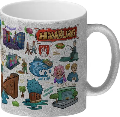 Produktbild von Hamburg Pop Art Comic Glitzer-Kaffeebecher