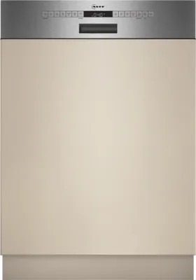 A front view of a partially integrated Neff dishwasher.