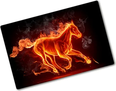 Produktbild von Tulup Glas Herdabdeckplatte - 80x52 cm - Glaskeramikkochfeld-Abdeckung Spritzschutz Glasabdeckplatte - Einteilig - Tiere - Pferd in Flammen - Rot