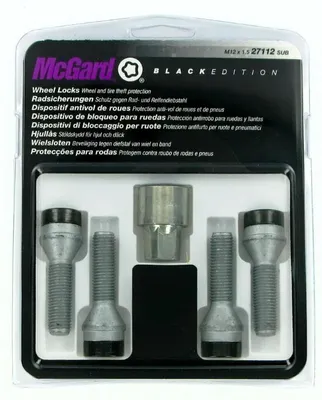 Imagen del producto de Conjunto de antirrobos para llantas MCGARD Black Edition, rosca M12, boca de 17 mm, longitud de 36 mm