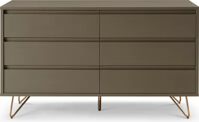 Produktbild von SalesFever Kommode breit | 6 Schubladen ausziehbar | Beine Metall mit Messinglegierung | B 120 x T 40 x H 70 cm | grau