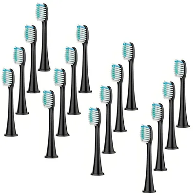 Produktbild von Elektrischer Zahnbürstenkopf, austauschbarer elektrischer Schallzahnbürstenkopf, geeignet für die elektrische Schallbürste von Philips Sonicare.Farbe:Schwarz 16 Stück