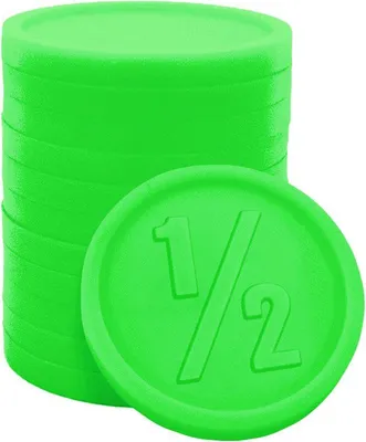 Produktbild von CombiCraft Kunststoff Wertmarken '1/2' in Neongrün 25mm Durchmesser - 250 Stück pro Packung