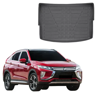 Image de Tapis De Coffre Sur Mesure Pour Mitsubishi Eclipse Cross Depuis 2018, Noir, Antidérapant, Bord Haut, Toutes Saisons