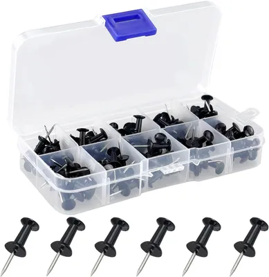 Obrázek produktu pro Kolíčky s černou plastovou hlavou, 100 kusů, 2,8 cm, vhodné pro nástěnky