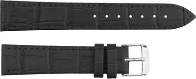 Produktbild von ClassicWatchStraps Leder-Uhrenarmband mit Krokoprägung - Schwarz, 22 mm, Silber poliert