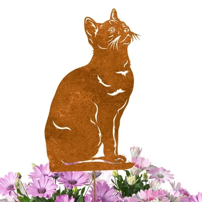 Produktbild von Rostfarbene Katzen-Gartenstecker für Innen- und Außenbereich
