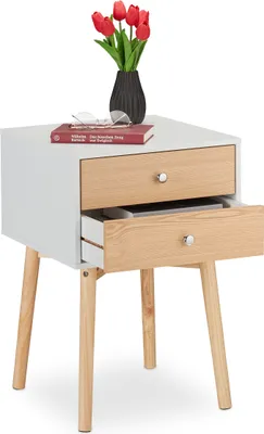 Image de Table de chevet avec 2 tiroirs blanc, RD46263