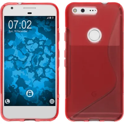 Produktbild von PhoneNatic Case kompatibel mit Google Pixel - rot Silikon Hülle S-Style + 2 Schutzfolien
