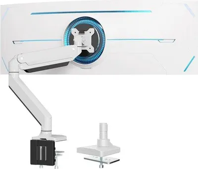 Productafbeelding van Monitorarm voor platte/gebogen schermen. Ultrabrede monitorarm voor zware toepassingen met volledige bewegingsvrijheid, geschikt voor schermen tot 18 kg en met VESA 75/100 mm bevestiging - Wit