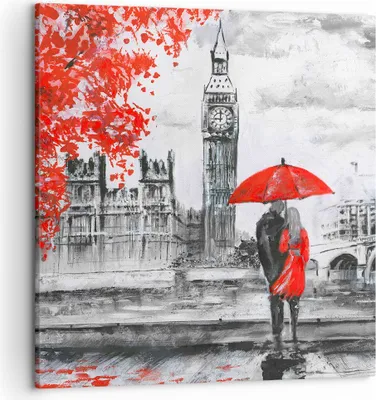 Produktbild von Bild auf Leinwand - Leinwandbild - London Architektur big ben - 50x50cm - Wand Bild - Wanddeko - Leinwanddruck - Bilder - Kunstdruck - Wanddekoration - Leinwand bilder - Wandkunst - AC50x50-3153