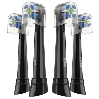 Produktbild von 4 Stück Aufsteckbürsten kompatibel mit Oral B iO Elektrische Zahnbürste, Zahnbürstenaufsätze für iO 2 3 4 5 6 7 8 9 10 Series, Medium (4x Schwarz)