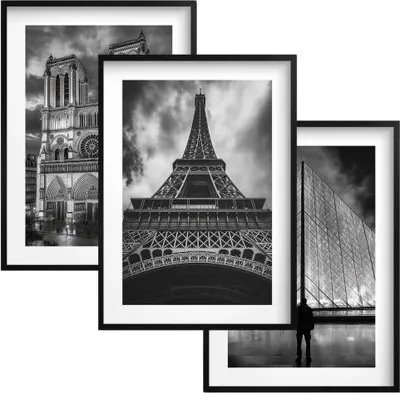 Produktbild von Bilder Wandposter Schwarz-Weiß für die Wand mit Rahmen Paris Eiffelturm