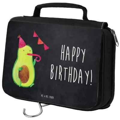 Produktbild von Mr. & Mrs. Panda Waschbeutel Avocado Geburtstag - Kreidetafel - Geschenk, Happy Birthday, Toilettentasche, Necessaire, Frucht, Kosmetiktasche, Schminktasche, Kulturtasche