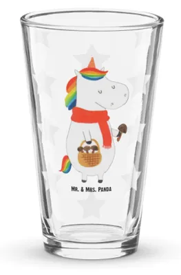 Produktbild von Mr. & Mrs. Panda Bierglas Einhorn Pilz - Transparent - Geschenk, Glas, Pilze, Wasserglas, Cocktailglas, Unicorn, Tumbler, Spruch, Motivation, Einhörner, Trinkglas