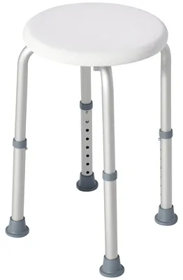 Immagine prodotto di Sgabello da Doccia Girevole a 360° con Piedini Antiscivolo e Regolabile in Altezza su 8 Livelli, Sgabello per Doccia, 32.5x41x35.5-54 cm, Bianco
