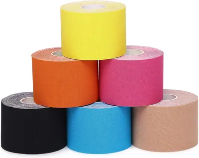 Productafbeelding van Kinesiologie tape, 6 rollen, 6 x 40 cm, waterbestendig, voor ondersteuning van spieren en gewrichten