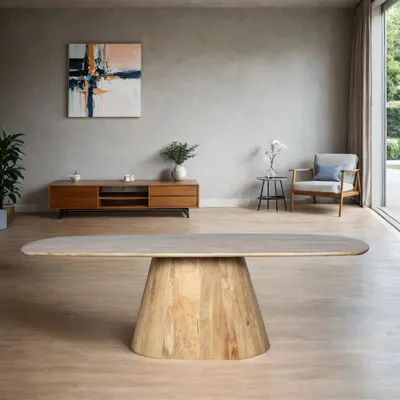 Produktbild von Zita Home, dänisch ovaler Esstisch, Säulenfuß, 240 cm, natur, Mangoholz