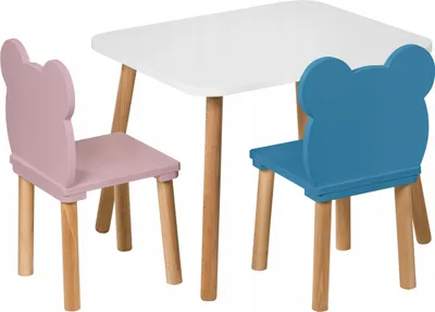 Zdjęcie produktu dla Zestaw mebli dziecięcych stolik 50 x 60 x 47 cm, dwa krzesła w kolorze misia