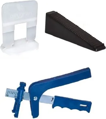 Produktbild von Nivelliersystem 1 mm 100 Laschen 100 Keile + Metallzange Peygran
